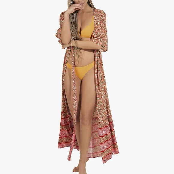 NWT Anthropologie x Maaji -Maxi kimono floral dress with ruffle skirt. Size M - Picture 2 of 12